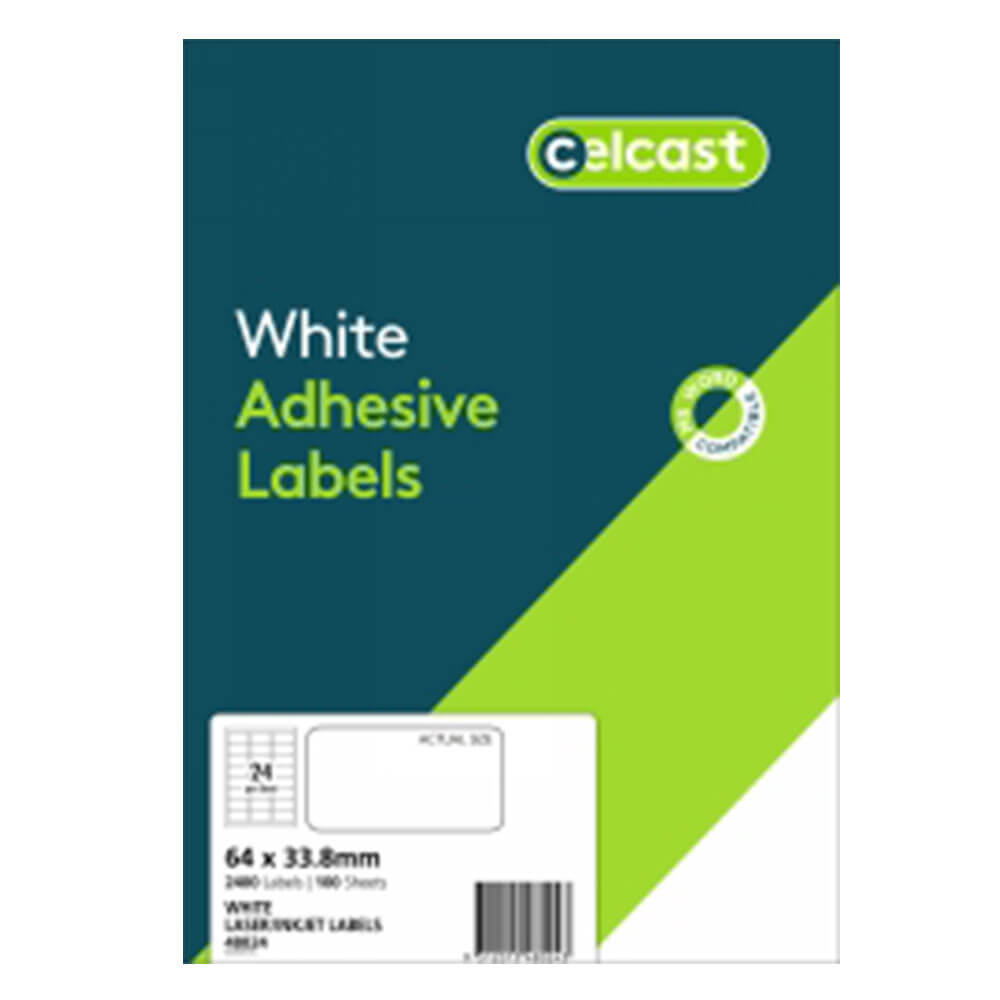 Celcast laser/inkjet labels wit (100 pk)