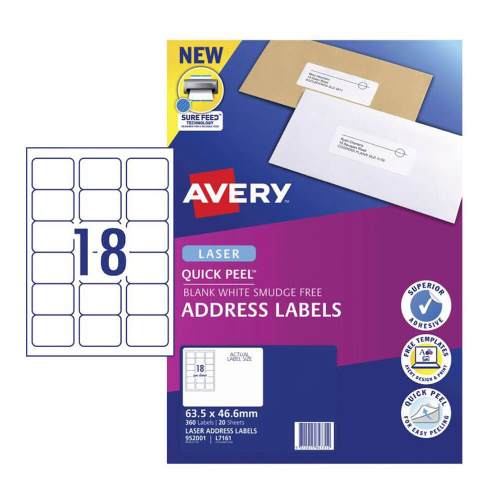 Label Avery Laser Retail Pack (20 pk)