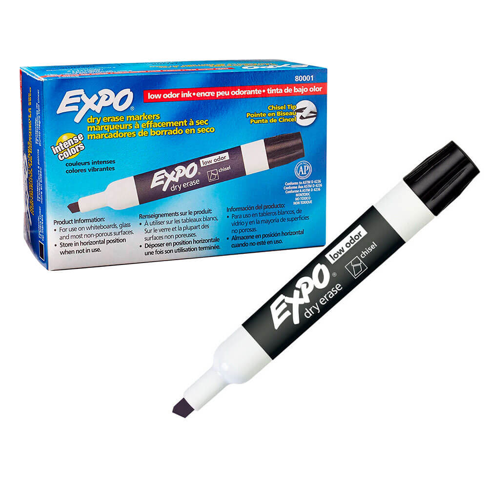 Expo droge wissen beitel tip whiteboard marker 12pk