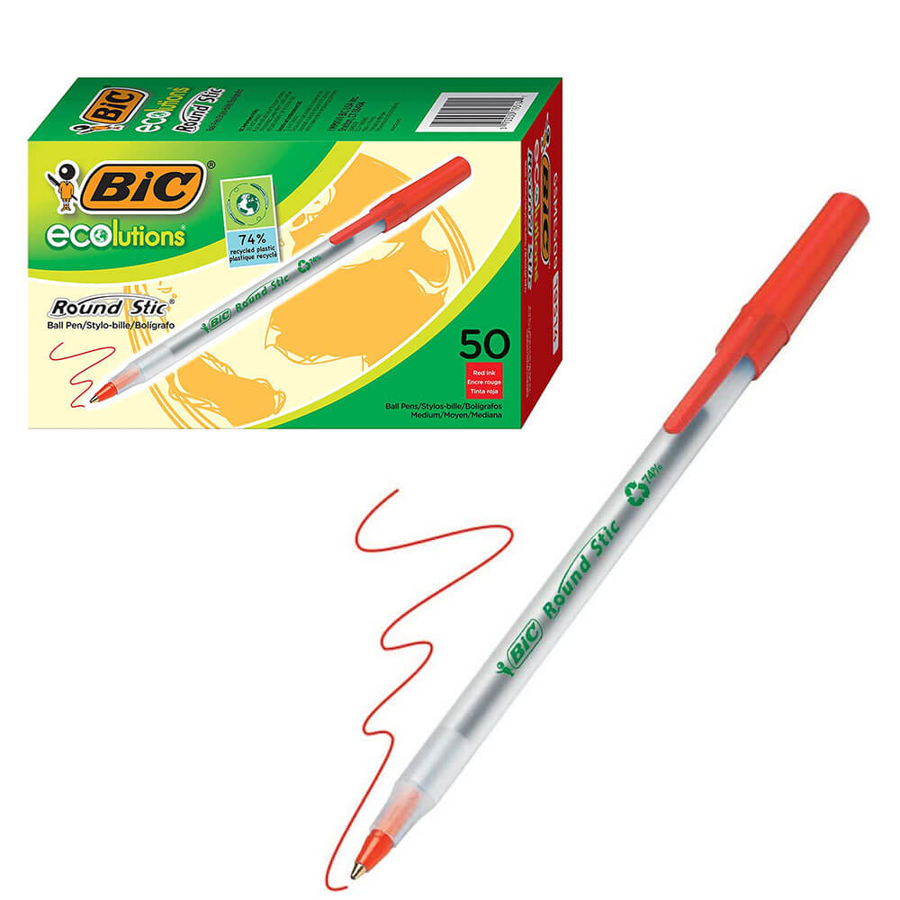  Bic Ecolutions Round Stic Kugelschreiber, 1,0 mm, 50 Stück