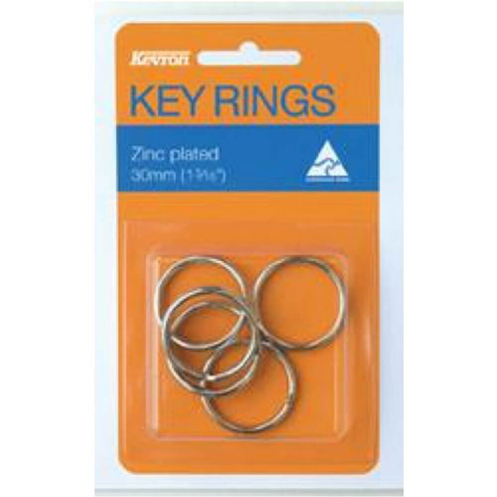 Kevron Key Rings 5PK (Zink Plated)