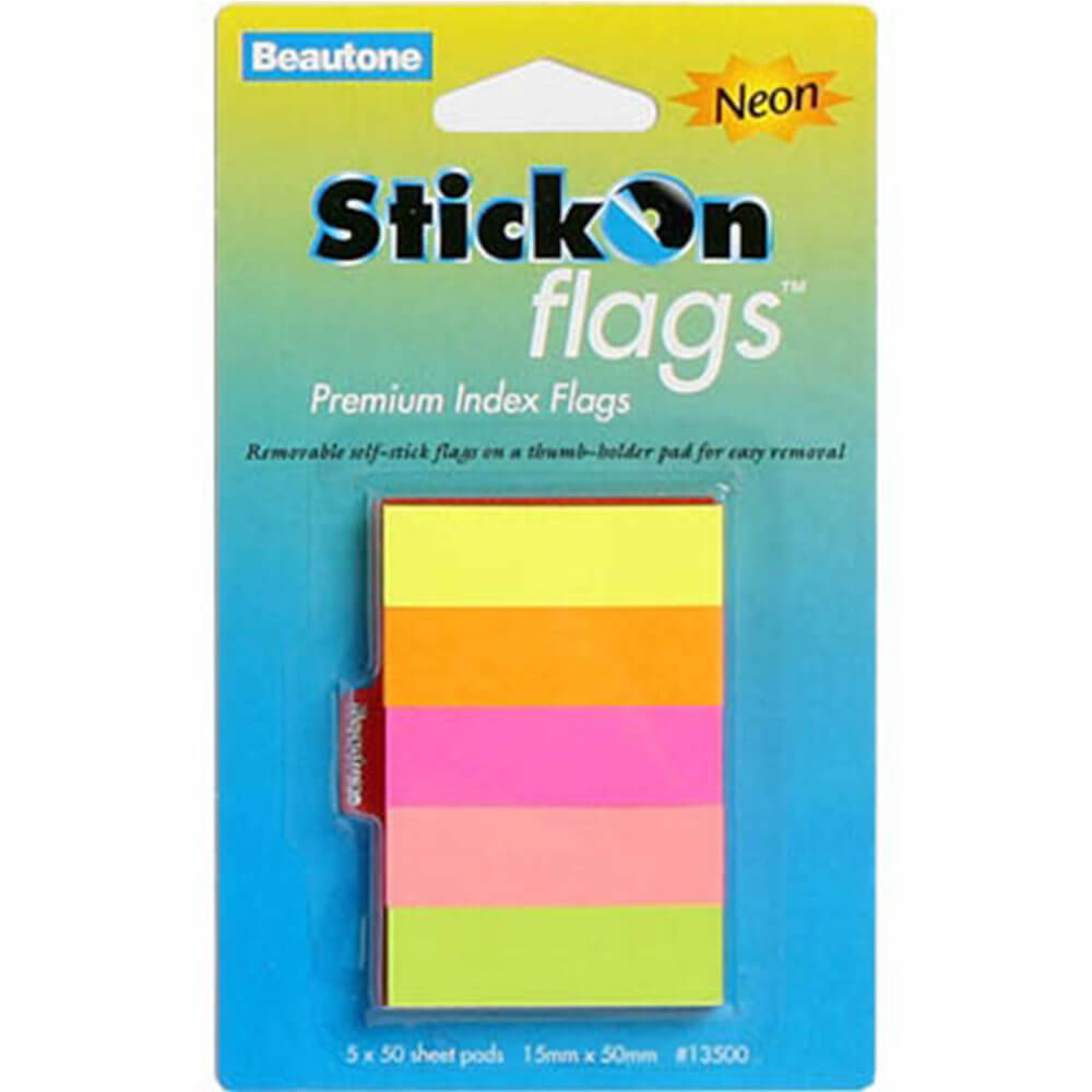 Beautone Stick på flagg 250 ark (assortert neon)