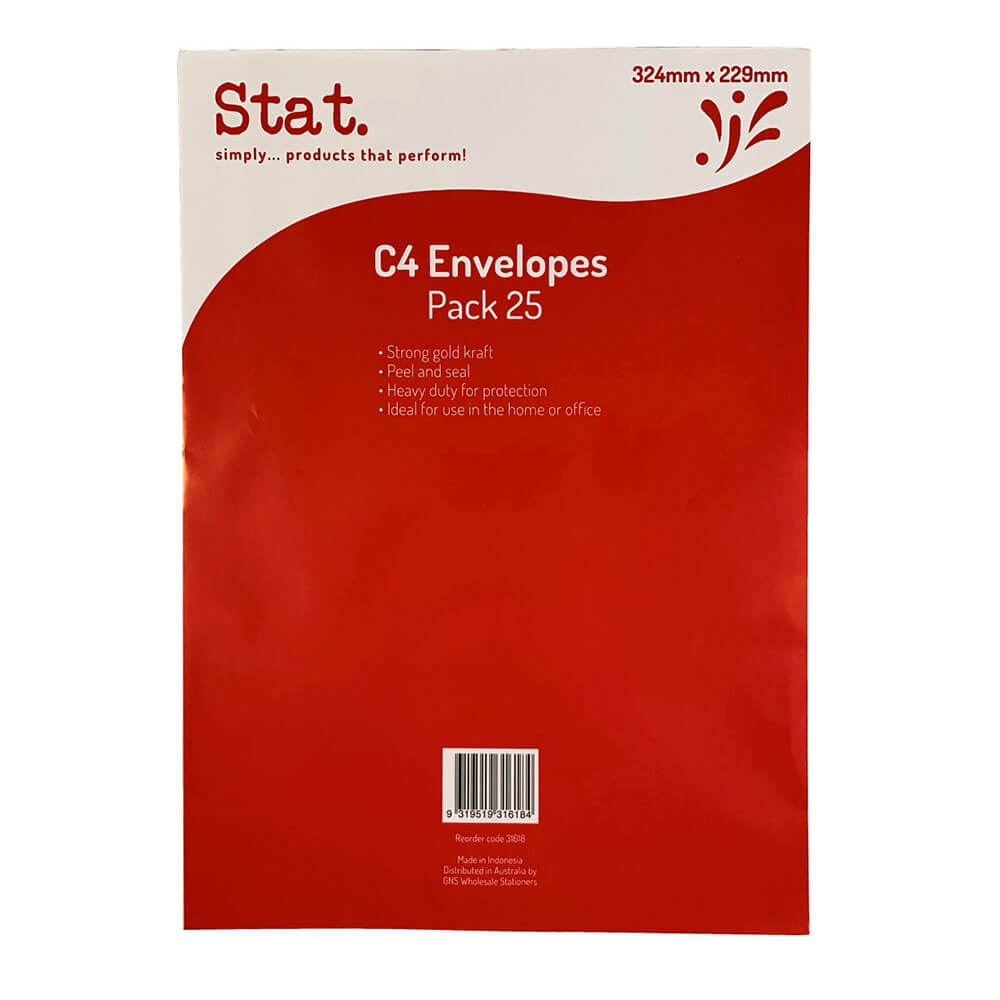 Stat Peal & Seal Envelope 25pk (Kraft)