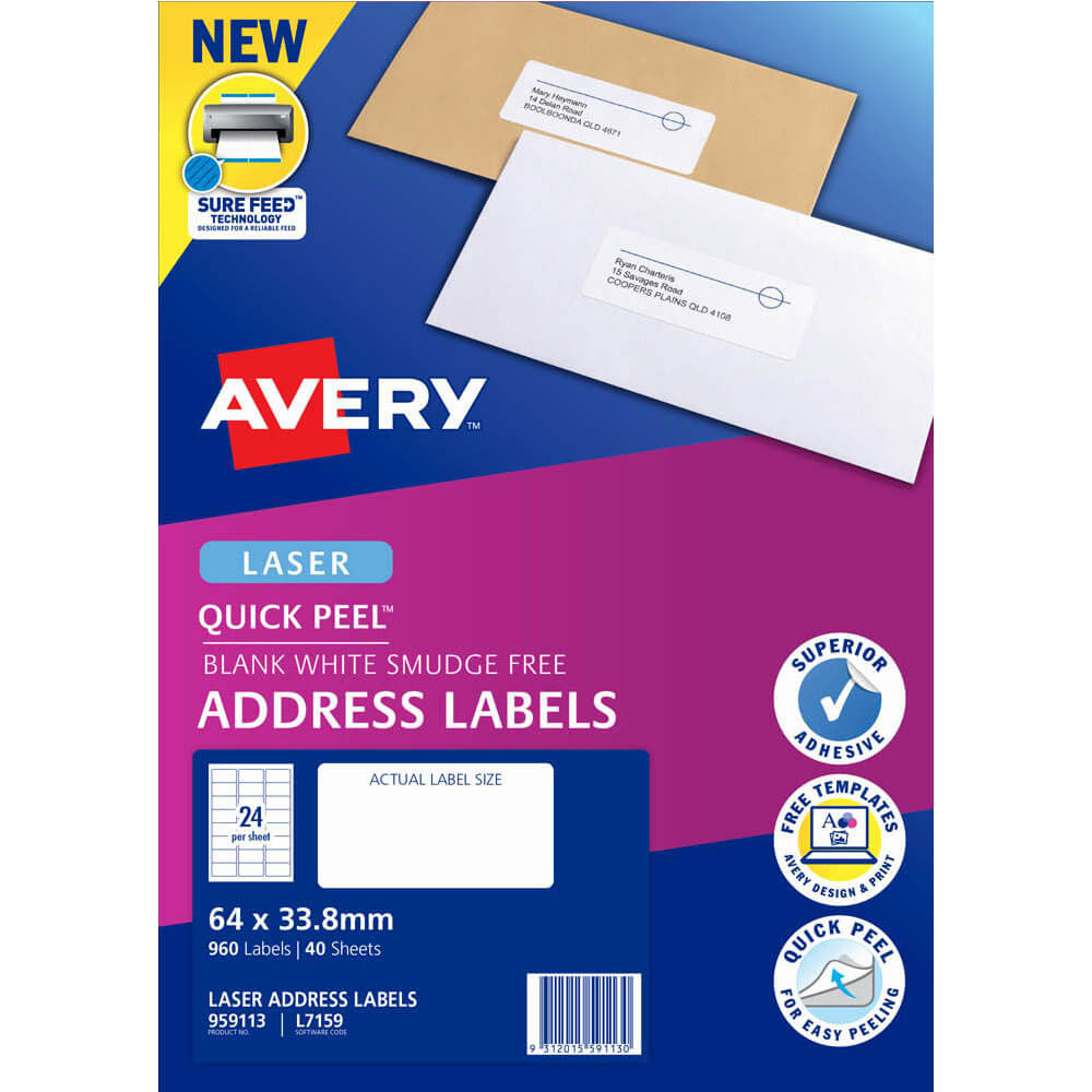 Avery Laser Quick Peel Adres Labels